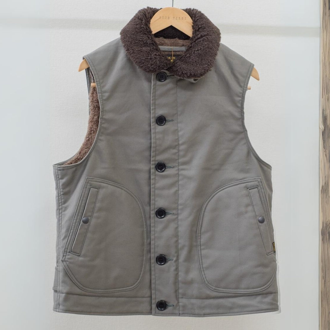 Alpaca Lined Whipcord N1 Deck Vest - grey (ihv22 grey) I Iron Heart