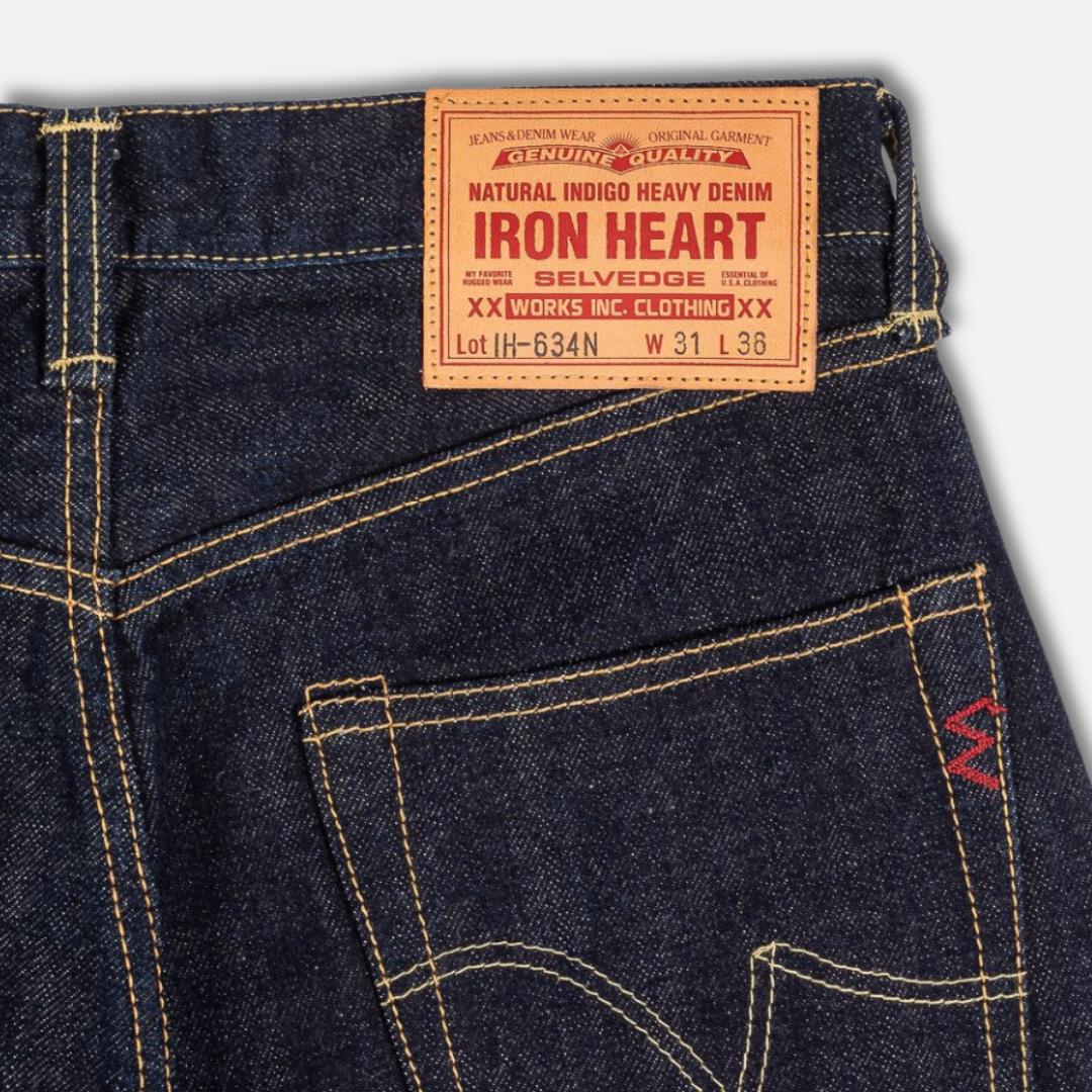 กางเกงยีนส์ผ้าดิบหนัก 17 ออนซ์ ทรงขากระบอกสีครามธรรมชาติ (634N) | Iron Heart
