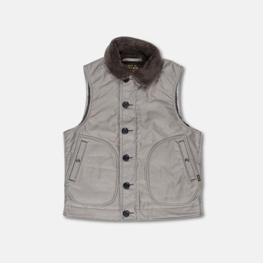 Alpaca Lined Whipcord N1 Deck Vest - grey (ihv22 grey) I Iron Heart