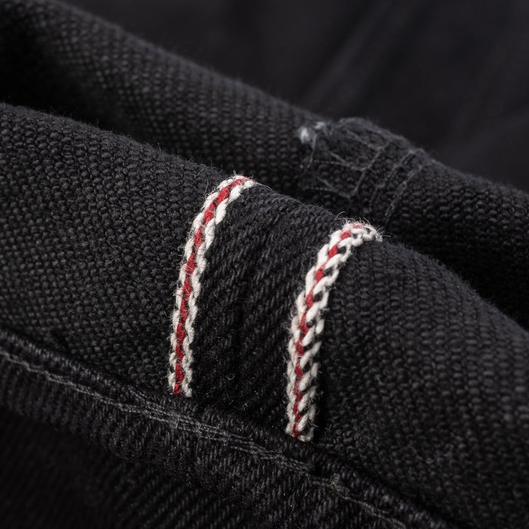 21oz Selvedge Denim Slim Straight Cut Jeans - Superblack (Fades To Grey) I Iron Heart
