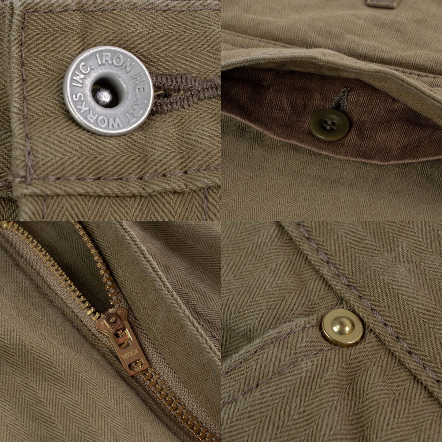 11oz Herringbone Cargo - Khaki (IH-733-KHA) | Iron Heart