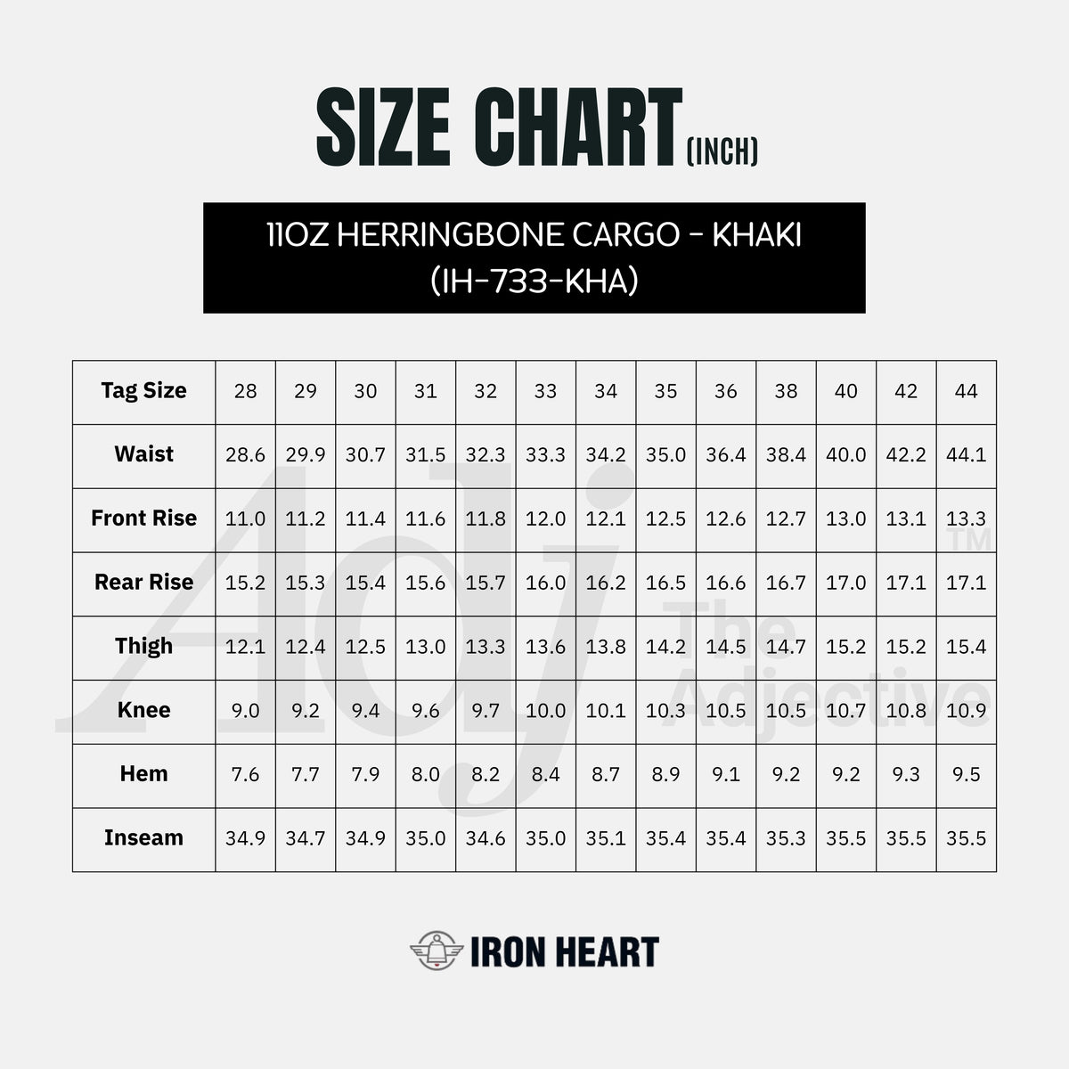 กางเกงคาร์โก้ผ้าลายก้างปลา 11 ออนซ์ - สีกากี (IH-733-KHA) | Iron Heart