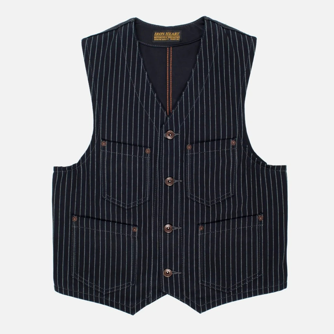 12oz Wabash/Duck Work Vest- Indigo/Navy (IHV-02 - INDIGO)  | Iron Heart