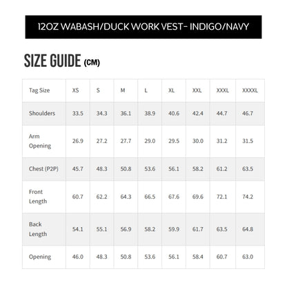 12oz Wabash/Duck Work Vest- Indigo/Navy (IHV-02 - INDIGO)  | Iron Heart