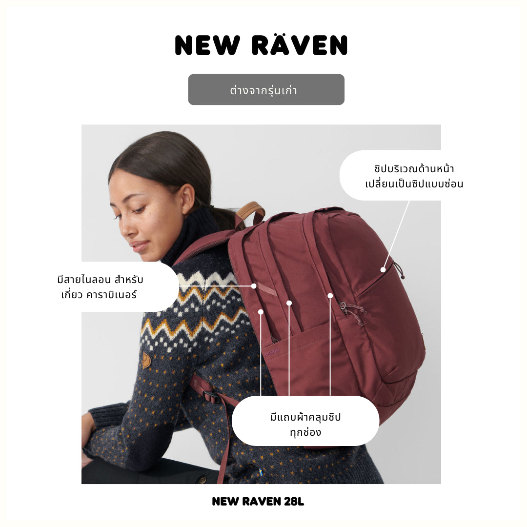 Fjallraven /Raven 28 /กระเป๋าเป้สะพายหลังดีไซส์เรียบง่าย สายและโลโก้หนังแท้ เป้เดินทาง เป้ท่องเที่ยว