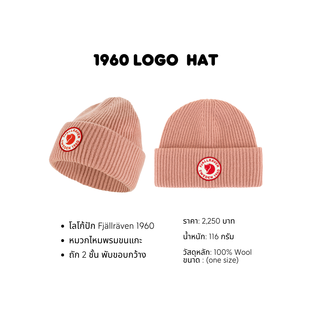 Fjallraven 1960 logo hat / หมวกถักลายลูกฟูก หมวกขนแกะ หมวกกันหิมะกันหนาว สำหรับนักผจญภัย ท่องเที่ยว หน้าหนาว