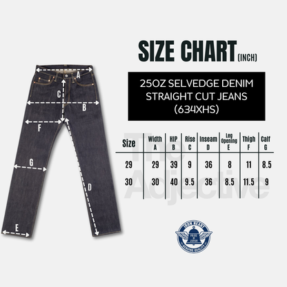 25oz Selvedge Denim Straight Cut Jeans (634XHS) | Iron Heart