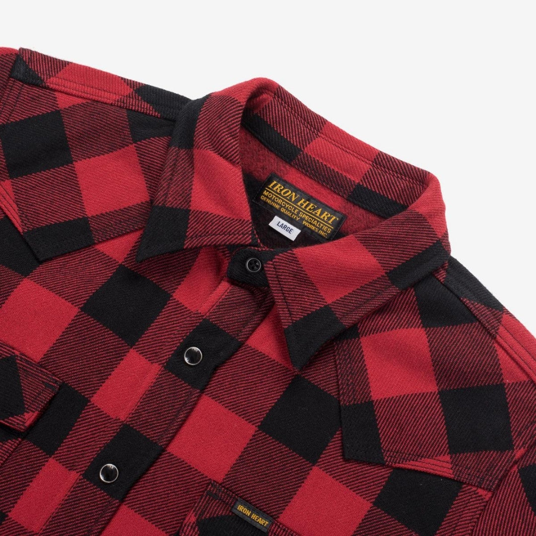 Ultra Heavy Flannel Buffalo Check Western Shirt - Red/Black | Iron Heart