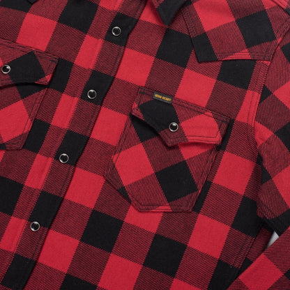 Ultra Heavy Flannel Buffalo Check Western Shirt - Red/Black | Iron Heart