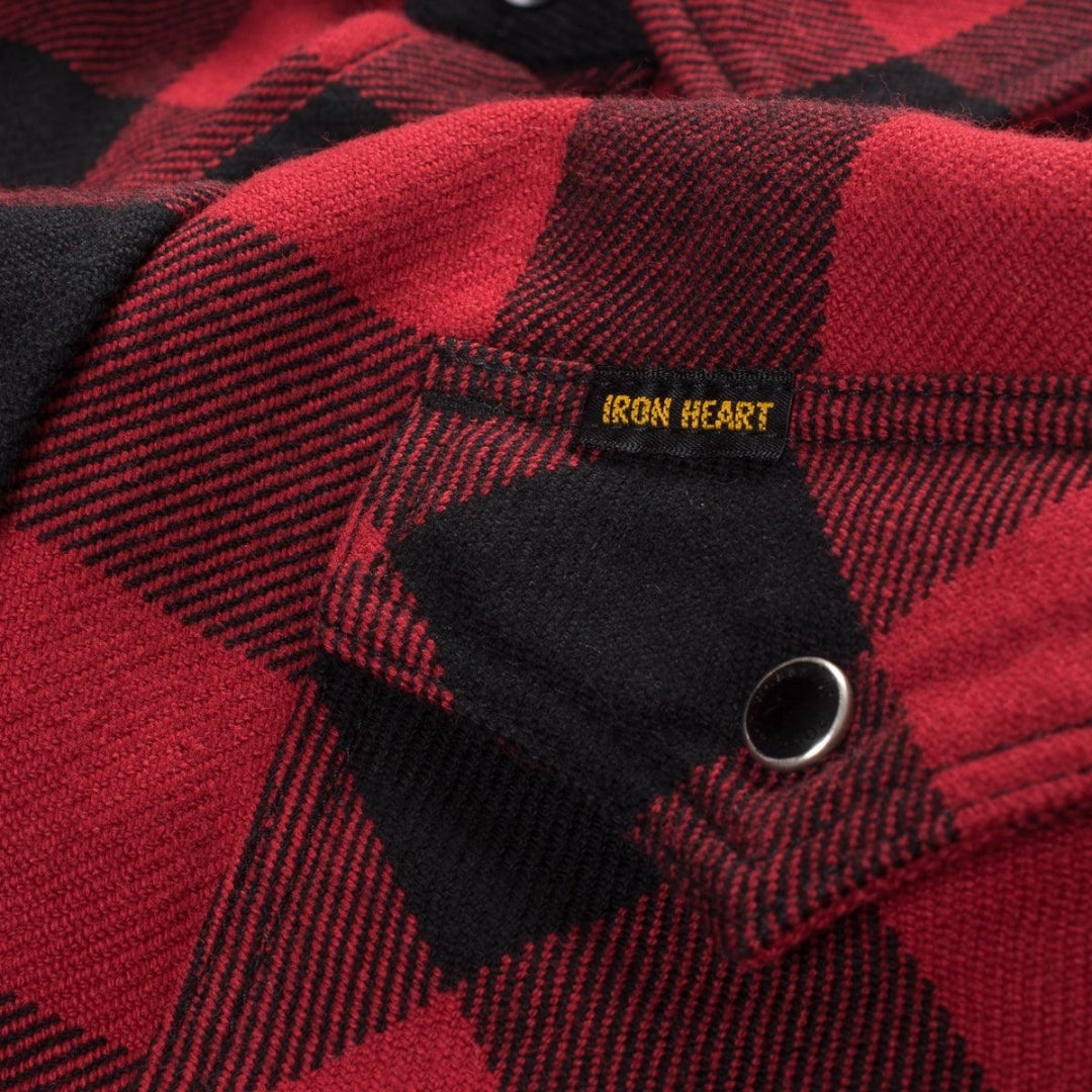 Ultra Heavy Flannel Buffalo Check Western Shirt - Red/Black | Iron Heart