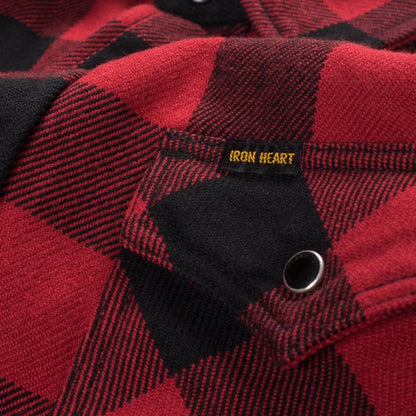 Ultra Heavy Flannel Buffalo Check Western Shirt - Red/Black | Iron Heart