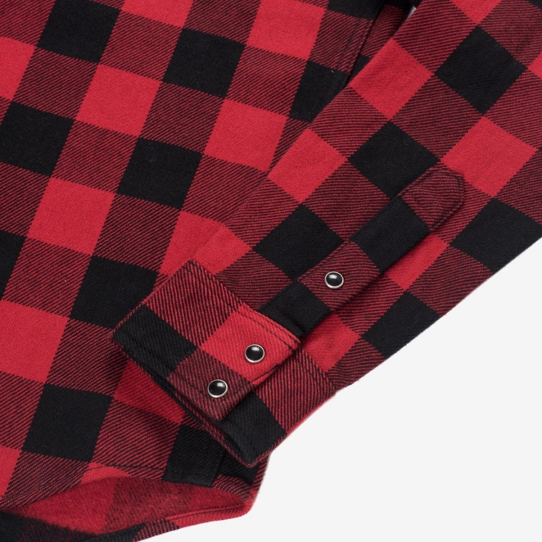 Ultra Heavy Flannel Buffalo Check Western Shirt - Red/Black | Iron Heart