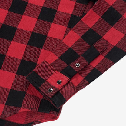 Ultra Heavy Flannel Buffalo Check Western Shirt - Red/Black | Iron Heart