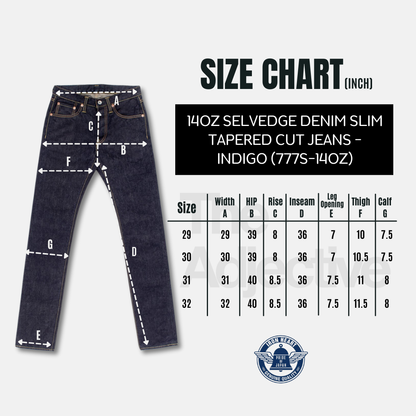 14oz Selvedge Denim Slim Tapered Cut Jeans (777s-14oz) | Iron Heart