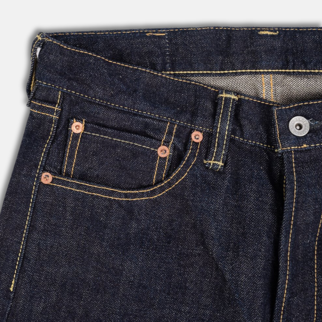 17oz Selvedge Denim Straight Cut Jeans-Natural Indigo (634N) | Iron Heart