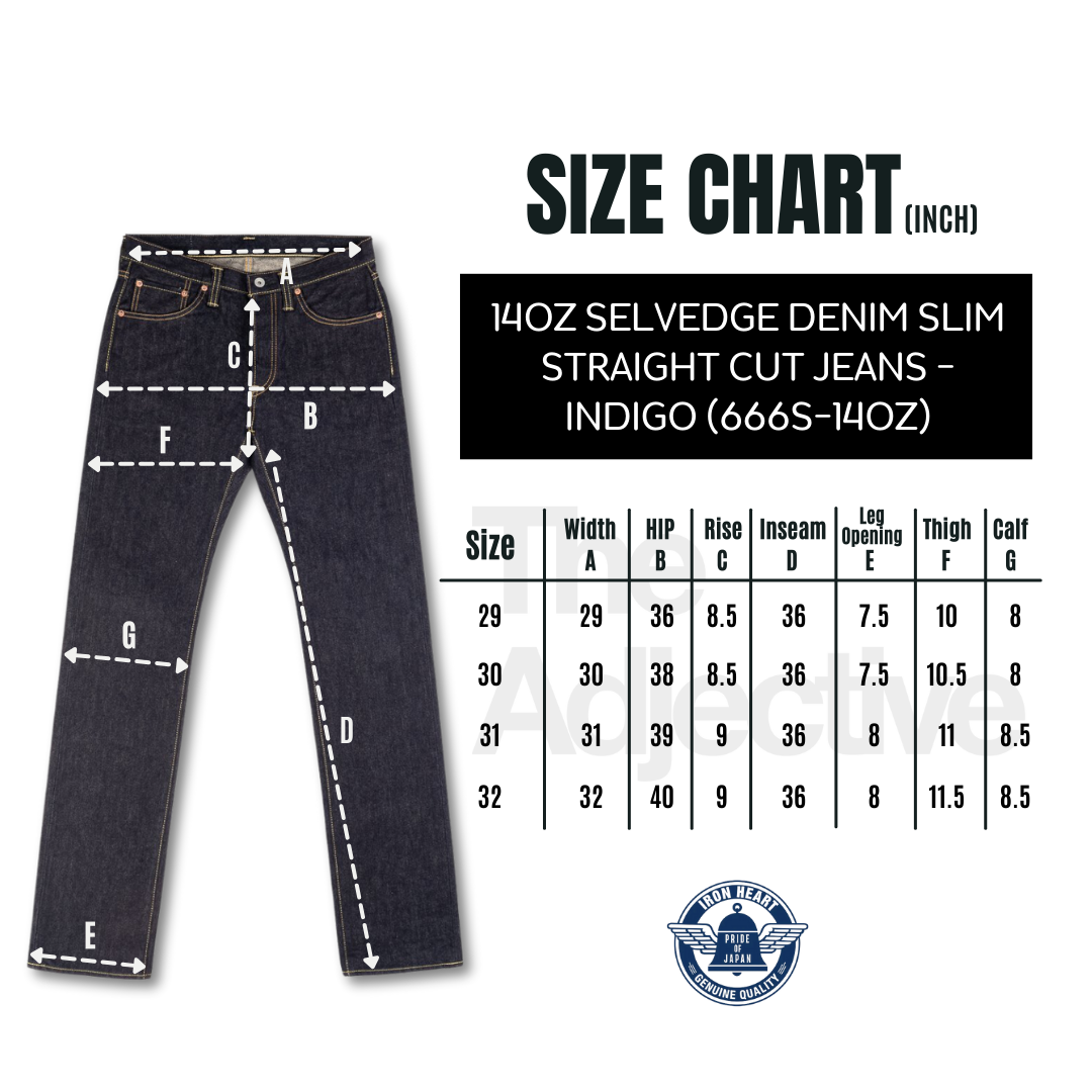 14oz Selvedge Denim Slim Straight Cut Jeans (666s-14oz) | Iron Heart